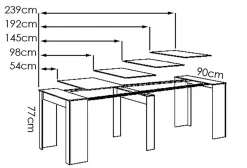 Table console extensible en chêne naturel - Longueur 54-239 x Hauteur 77 x Profondeur 90 cm