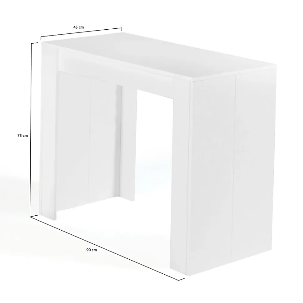 Table console extensible ORLANDO 6 personnes 140 cm bois blanc