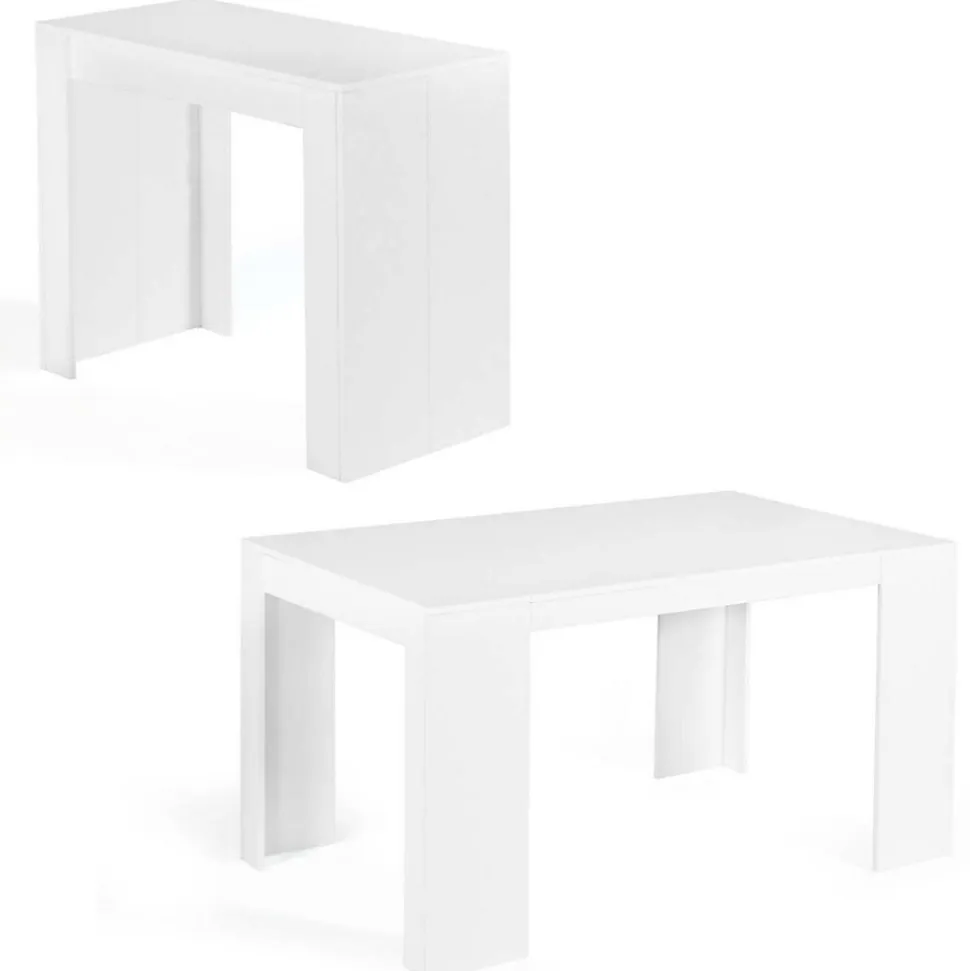 Table console extensible ORLANDO 6 personnes 140 cm bois blanc