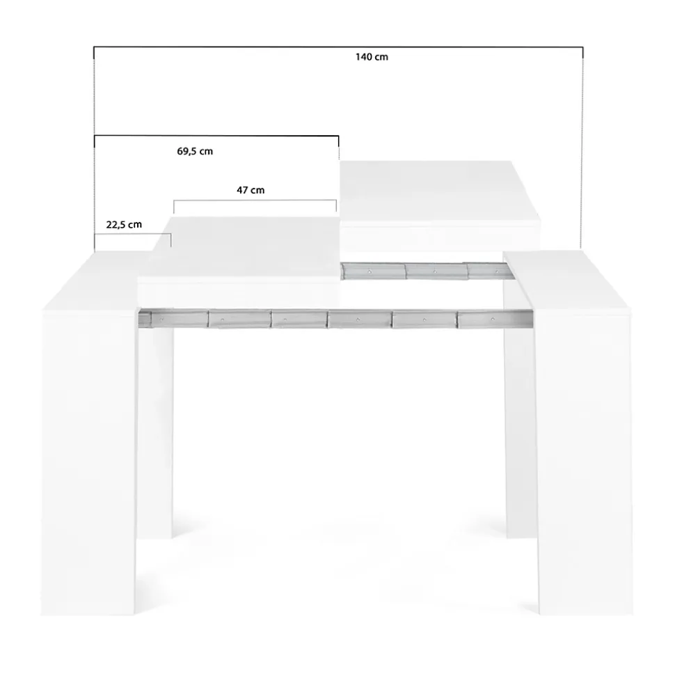 Table console extensible ORLANDO 6 personnes 140 cm bois blanc