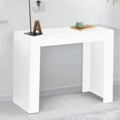 Table console extensible ORLANDO 6 personnes 140 cm bois blanc