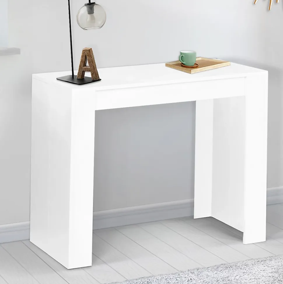 Table console extensible ORLANDO 6 personnes 140 cm bois blanc