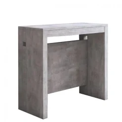 Table console extensible 8 couverts GRANDEZZA effet béton 80 cm avec allonges intégrées TERRANEO