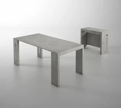 Table console extensible 8 couverts GRANDEZZA effet béton 80 cm avec allonges intégrées TERRANEO