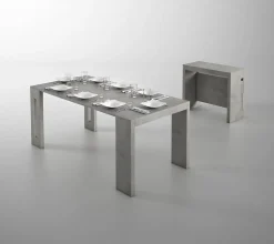 Table console extensible 8 couverts GRANDEZZA effet béton 80 cm avec allonges intégrées TERRANEO