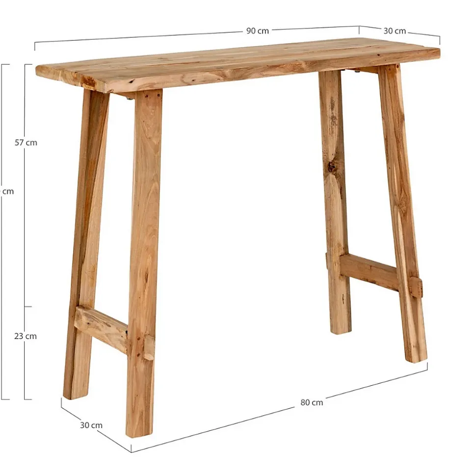 Table Console Girona, Marron, Bois, 90x30x80 cm, Seven Design