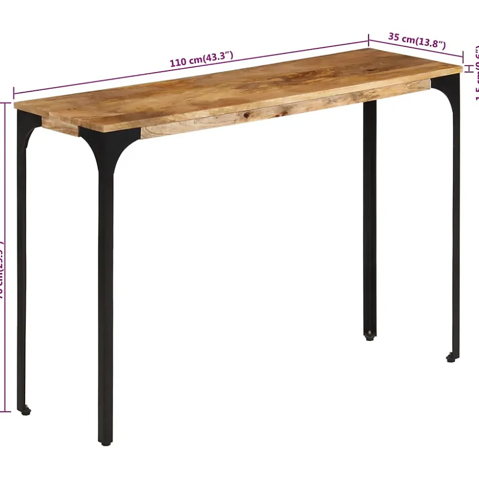 Table console marron 110x35x76cm bois massif de manguier et fer vidaXL