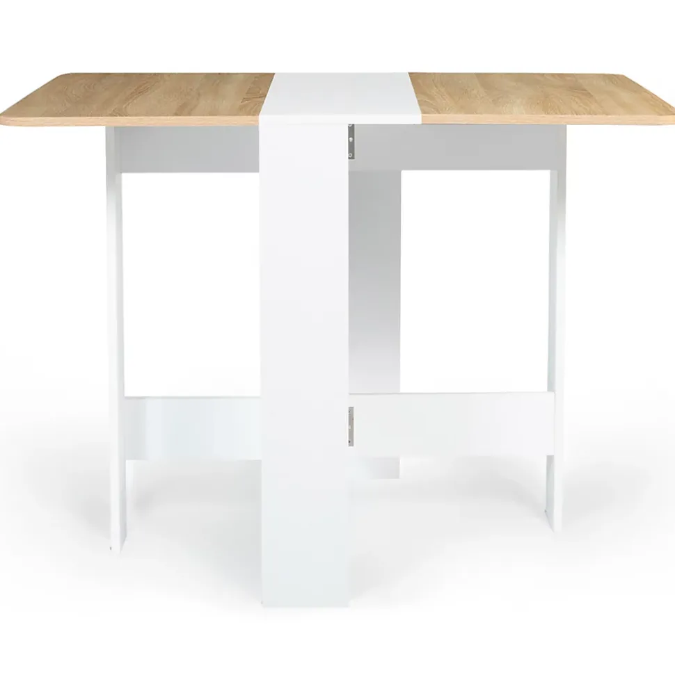Table console pliable EDI 2-4 personnes bois blanc plateau façon hêtre 103 x 76 cm