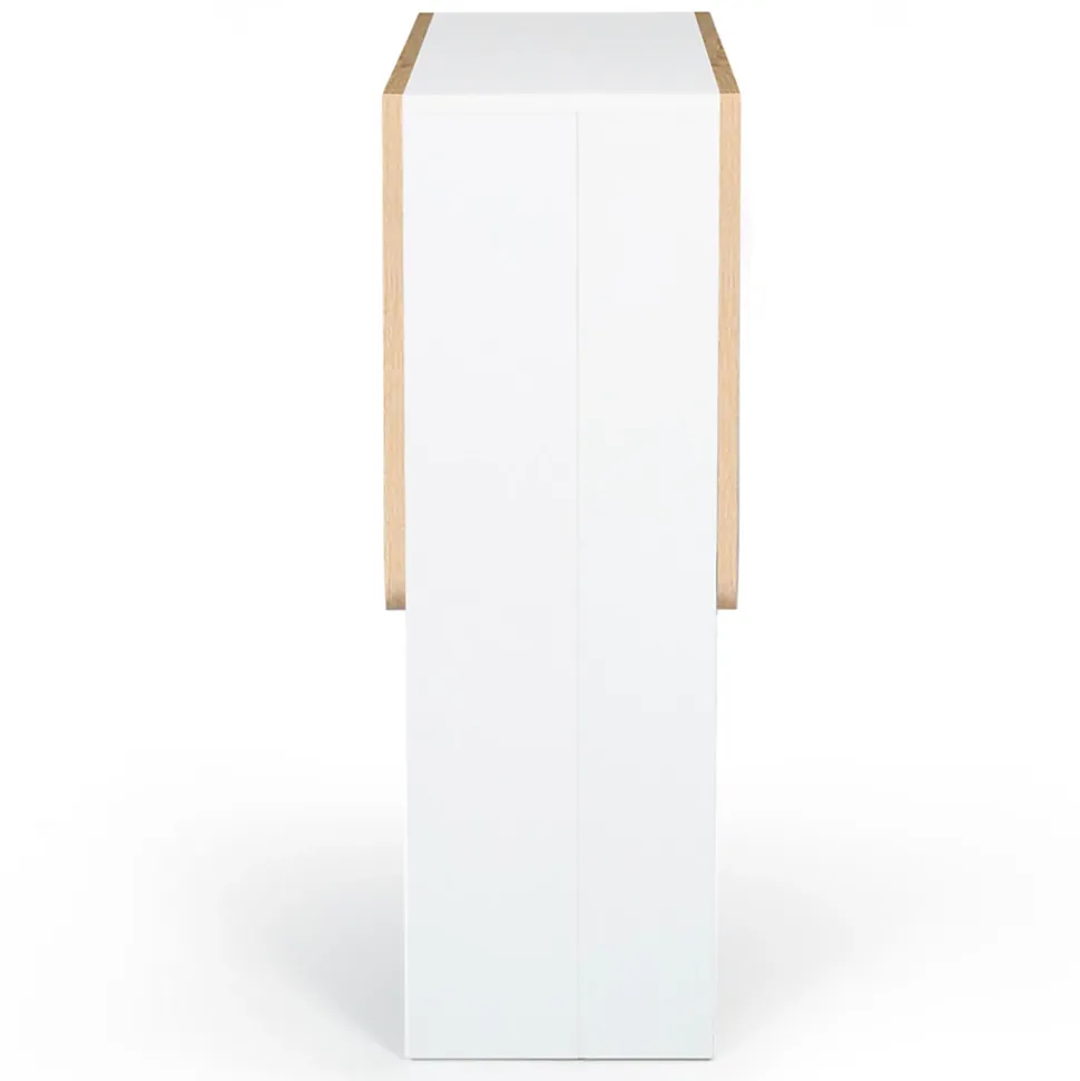 Table console pliable EDI 2-4 personnes bois blanc plateau façon hêtre 103 x 76 cm