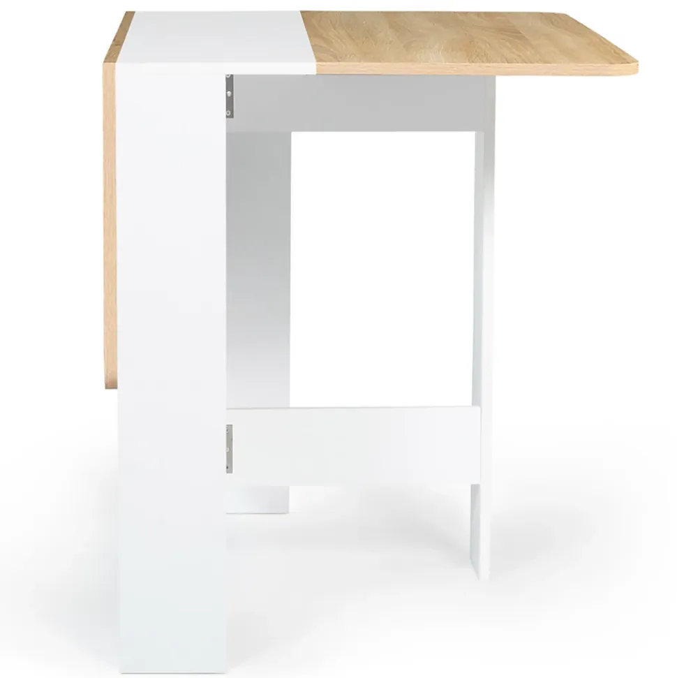Table console pliable EDI 2-4 personnes bois blanc plateau façon hêtre 103 x 76 cm