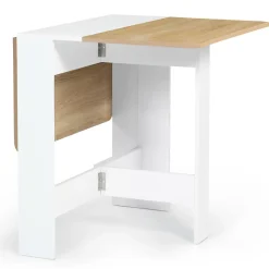 Table console pliable EDI 2-4 personnes bois blanc plateau façon hêtre 103 x 76 cm