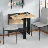 Table console pliable EDI 2-4 personnes bois noir plateau façon hêtre 103 x 76 cm