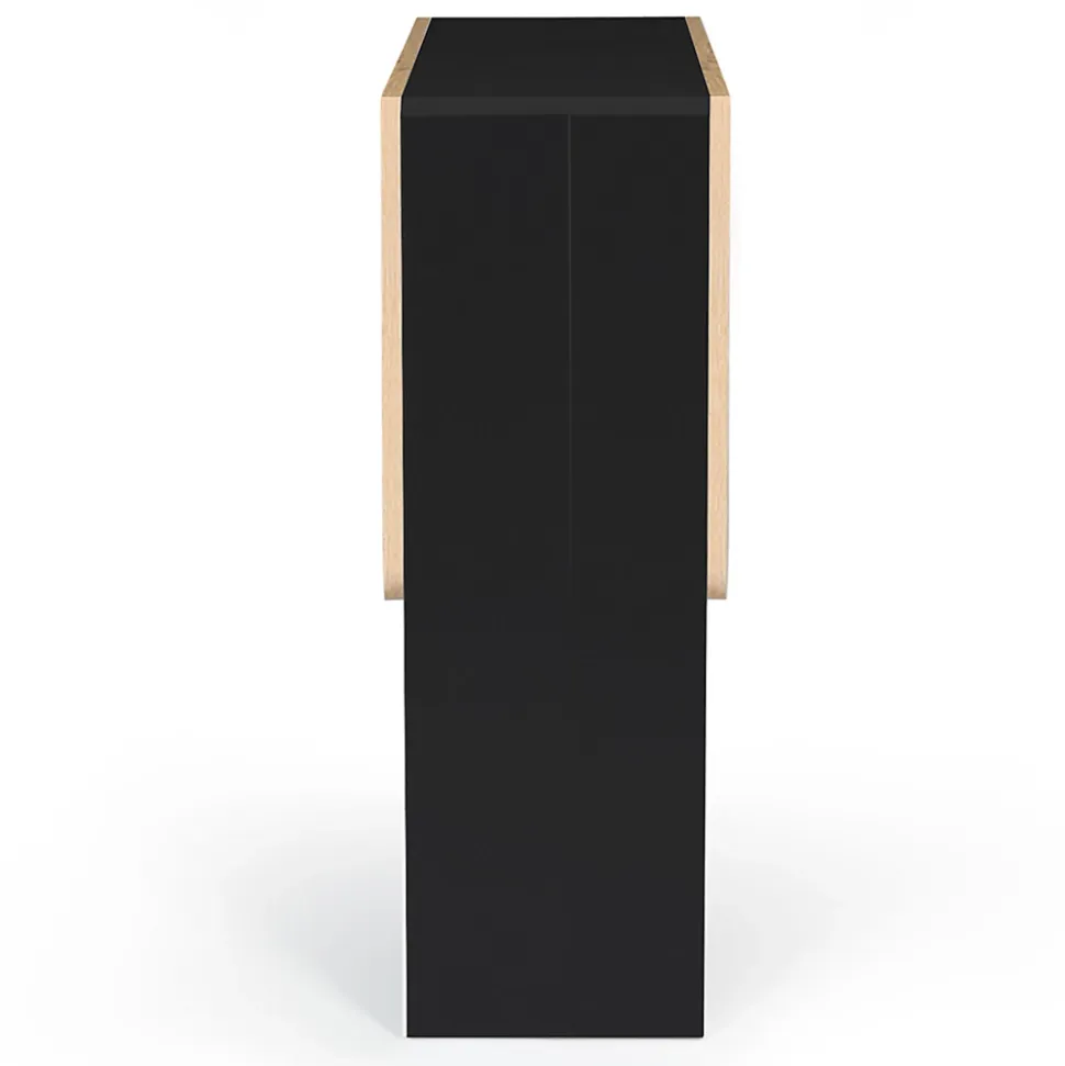 Table console pliable EDI 2-4 personnes bois noir plateau façon hêtre 103 x 76 cm