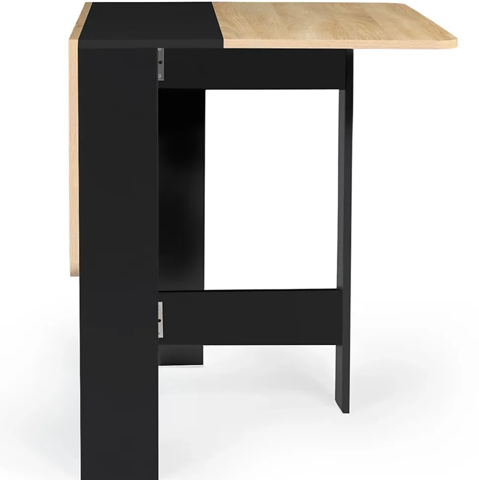 Table console pliable EDI 2-4 personnes bois noir plateau façon hêtre 103 x 76 cm