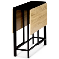 Table console pliable EDI 2-4 personnes façon hêtre et noir design industriel 103 x 76 cm