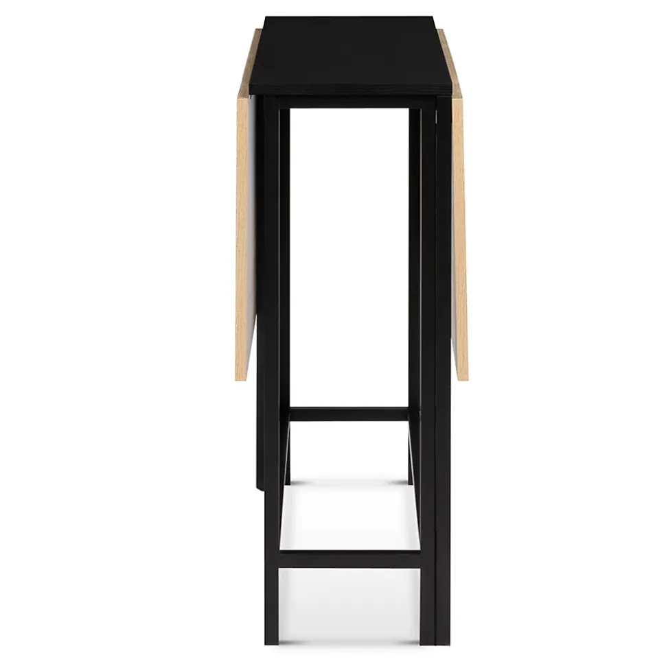 Table console pliable EDI 2-4 personnes façon hêtre et noir design industriel 103 x 76 cm