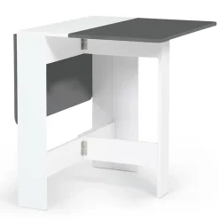 Table console pliable EDI 2-4 personnes bois blanc plateau gris 103 x 76 cm