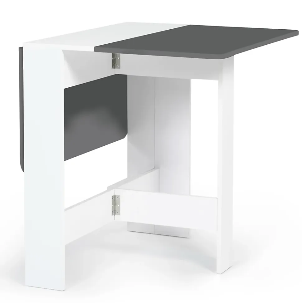 Table console pliable EDI 2-4 personnes bois blanc plateau gris 103 x 76 cm