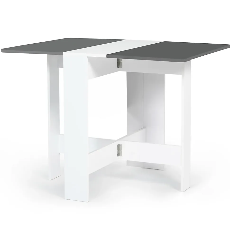 Table console pliable EDI 2-4 personnes bois blanc plateau gris 103 x 76 cm