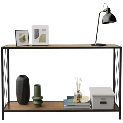 Table console table de culoir salon décor marron en chêne rustique 120x33,5x75cm