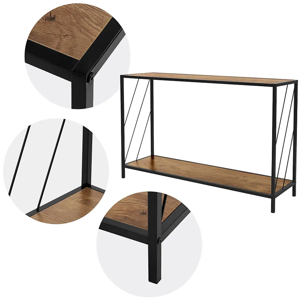 Table console table de culoir salon décor marron en chêne rustique 120x33,5x75cm