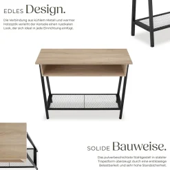 Table console Tralee 100x35x80,5cm style industriel