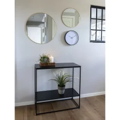 Table Console Vita, Noir, Métal, 80x36x80 cm, Seven Design