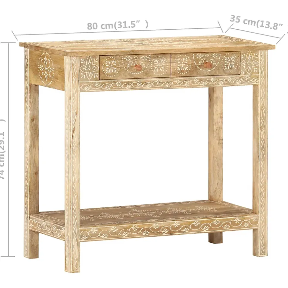 Table console 80x35x74 cm Bois de manguier massif