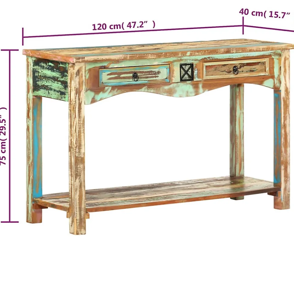 Table console 120x40x75 cm Bois solide de récupération vidaXL