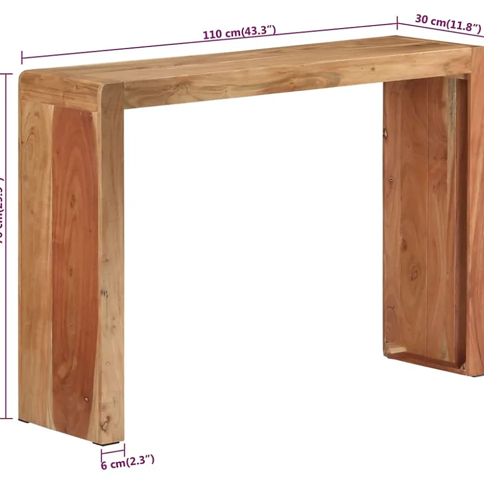 Table console 110x30x76 cm bois massif d'acacia vidaXL