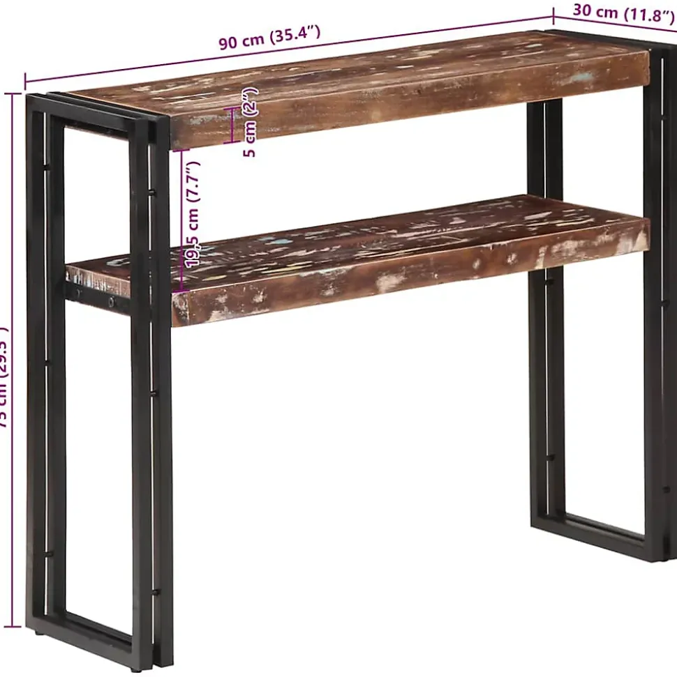 Table console 90x30x75 cm Bois de récupération massif vidaXL