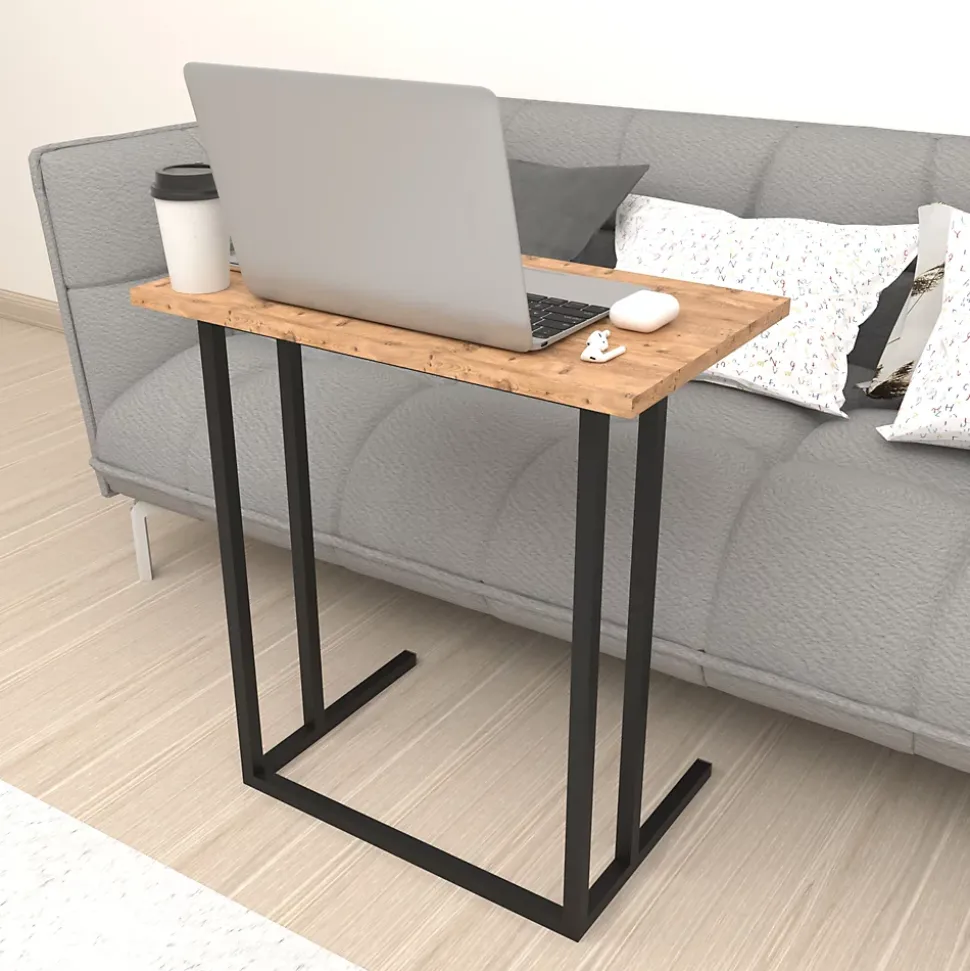 Table d'appoint Högsby 65,5 x 60 x 35,5 cm effet chêne en.casa