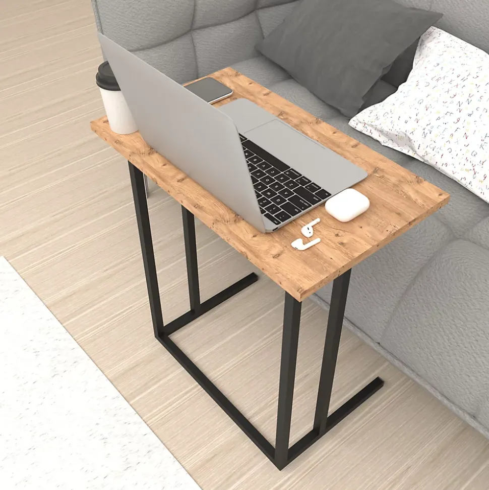 Table d'appoint Högsby 65,5 x 60 x 35,5 cm effet chêne en.casa