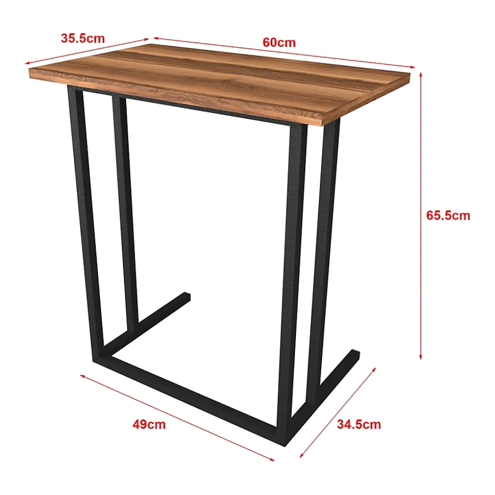 Table d'appoint Högsby 65,5 x 60 x 35,5 cm effet noyer en.casa