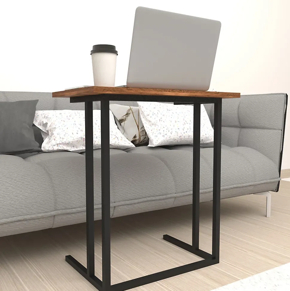 Table d'appoint Högsby 65,5 x 60 x 35,5 cm effet noyer en.casa