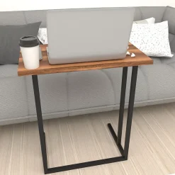 Table d'appoint Högsby 65,5 x 60 x 35,5 cm effet noyer en.casa