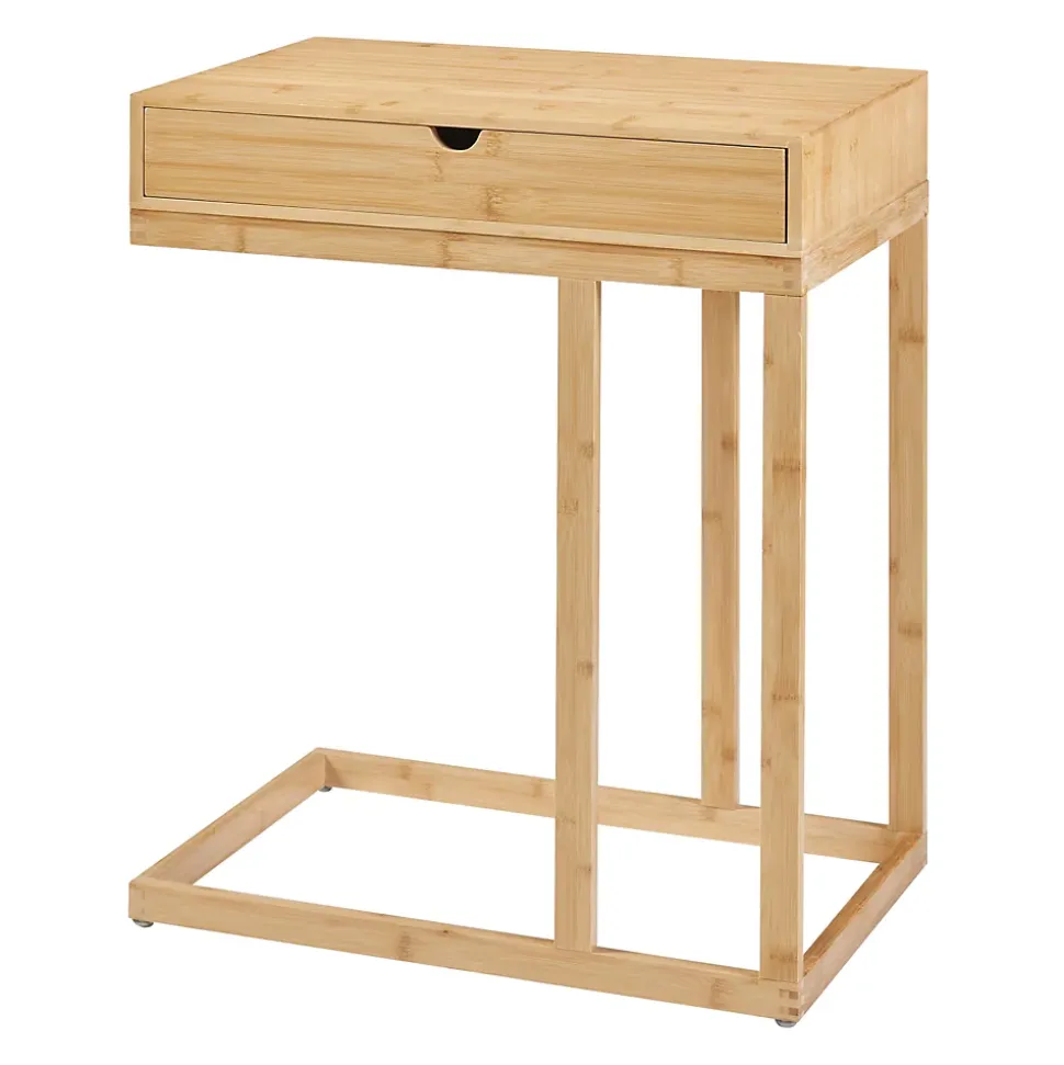 Table d'appoint pour ordinateur portable Kaafjord avec tiroir bambou 68 x 55 x 35 cm naturel en.casa