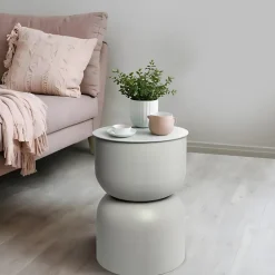 Table d'appoint ronde en métal blanc ⌀ 31 cm, Yuri