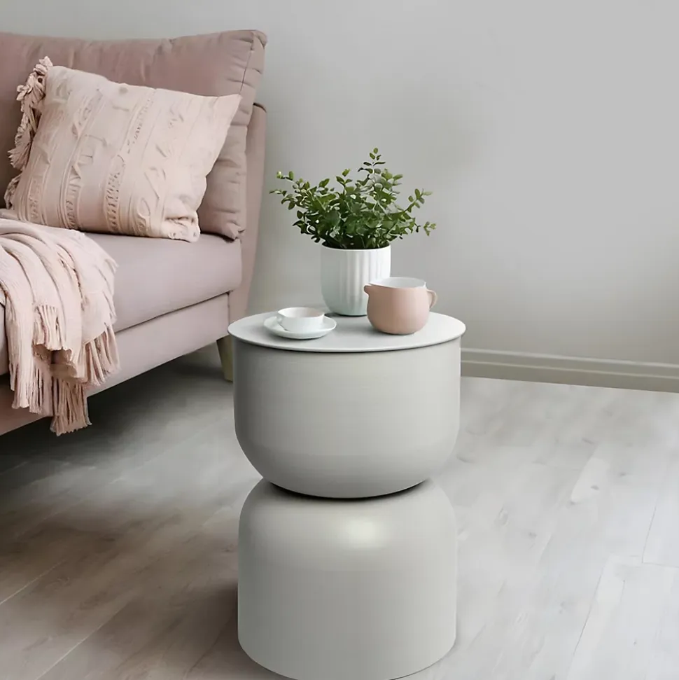 Table d'appoint ronde en métal blanc ⌀ 31 cm, Yuri