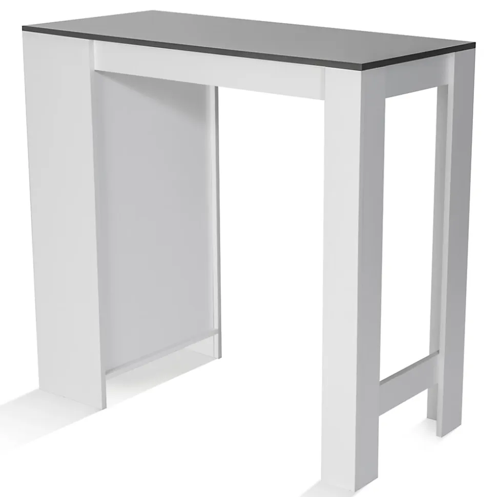 Table de bar BARTH 2 à 4 personnes bois blanc plateau gris