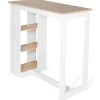 Table de bar BARTH 2 à 4 personnes ajourée bois blanc et plateau façon hêtre