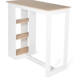 Table de bar BARTH 2 à 4 personnes ajourée bois blanc et plateau façon hêtre