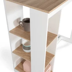 Table de bar BARTH 2 à 4 personnes ajourée bois blanc et plateau façon hêtre