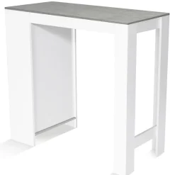 Table de bar BARTH 2 à 4 personnes bois blanc plateau effet béton