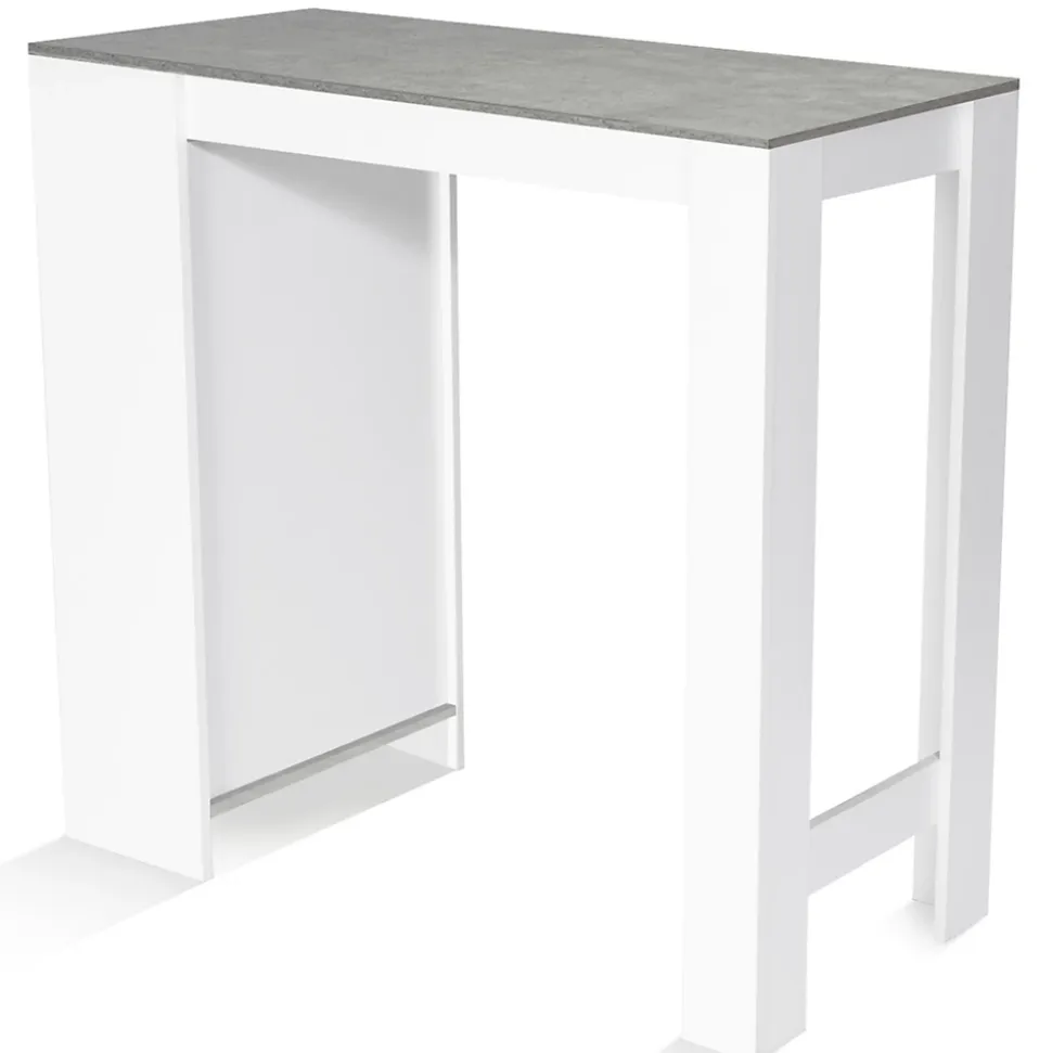 Table de bar BARTH 2 à 4 personnes bois blanc plateau effet béton