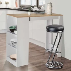 Table de bar BARTH 2 à 4 personnes bois blanc plateau façon hêtre