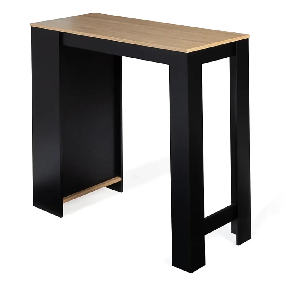 Table de bar BARTH 2 à 4 personnes bois noir plateau façon hêtre