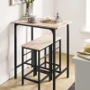 Table de Bar Bistrot,Set 1 Table 2 Tabourets,Mange-Debout,Salle à Manger, Naturel,OGT10-N,SoBuy