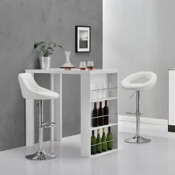 Table de Bar Bonn 3 Etagères 117 x 57 x 107 cm Blanc en.casa