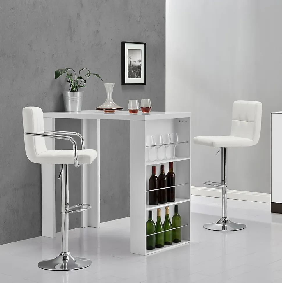 Table de Bar Bonn 3 Etagères 117 x 57 x 107 cm Blanc en.casa